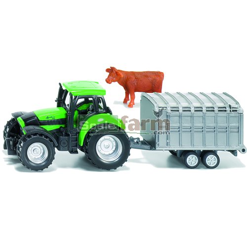Tractor with Cattle Trailer and Cow