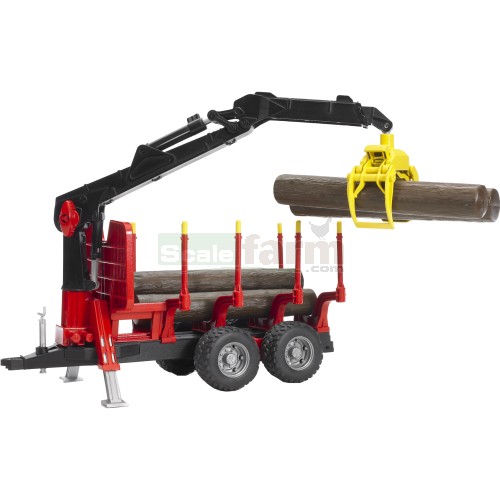 Forestry Trailer with Loading Crane, Grab and 4 Trunks