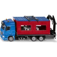 Preview Mercedes Benz Arocs Flatbed Truck with Construction Container and Crane Arm