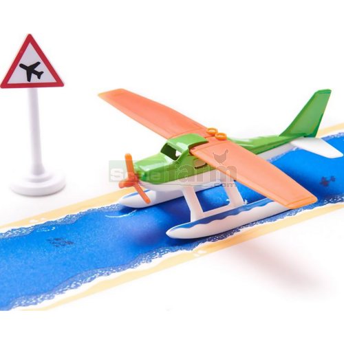 Seaplane with Warning Sign and Roll of Imitation Sea