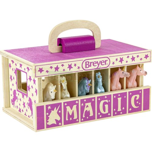 Unicorn Magic Wood Carry Stable with 6 Unicorns