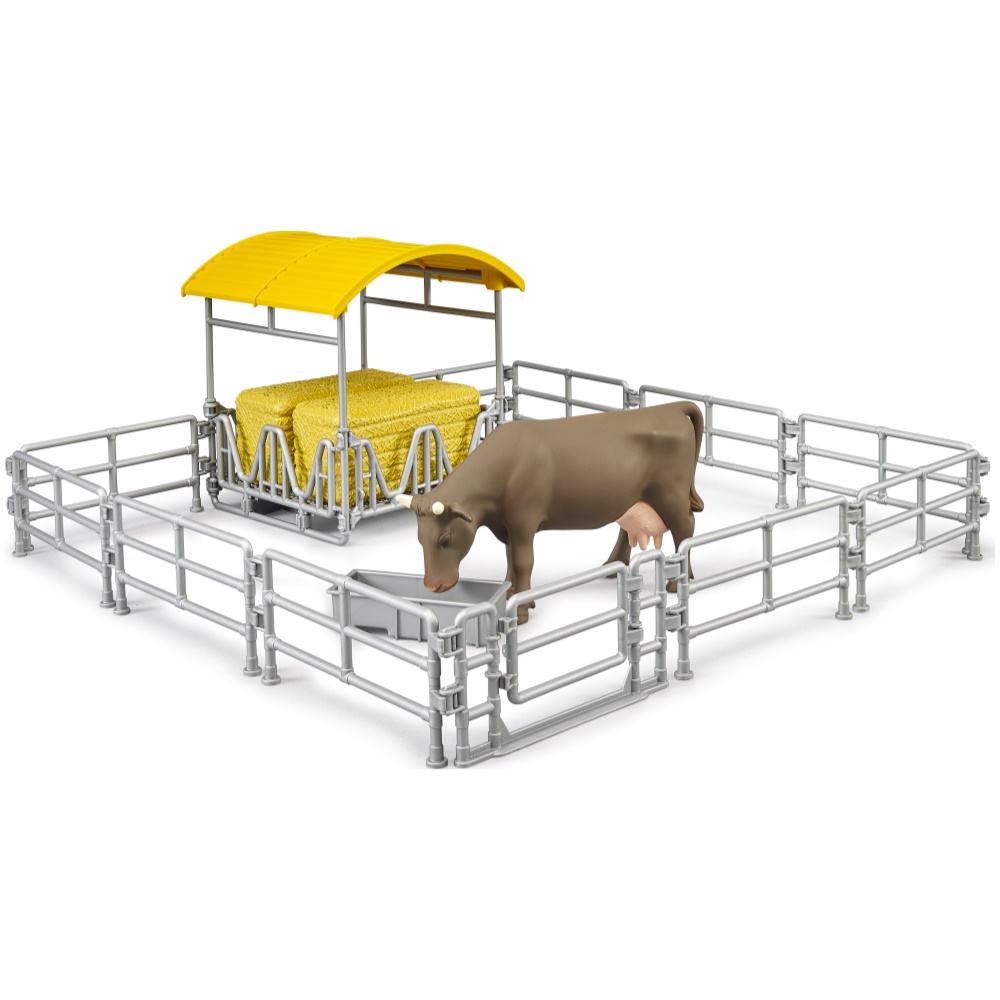 Cattle Feeder with Cow and Fencing