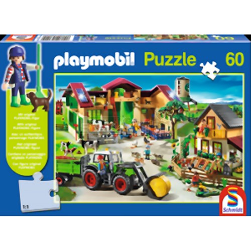 Playmobil On The Farm 60 Piece Jigsaw with Playmobil Figure
