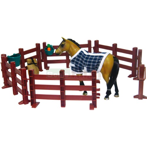 Saddle Pals Quarter Horse Stallion with Fence Set