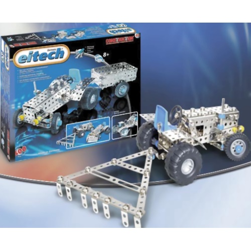 Eitech Metal Tractor and Trailer Set, with Steering