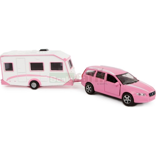 Volvo V70 with Caravan - Pink