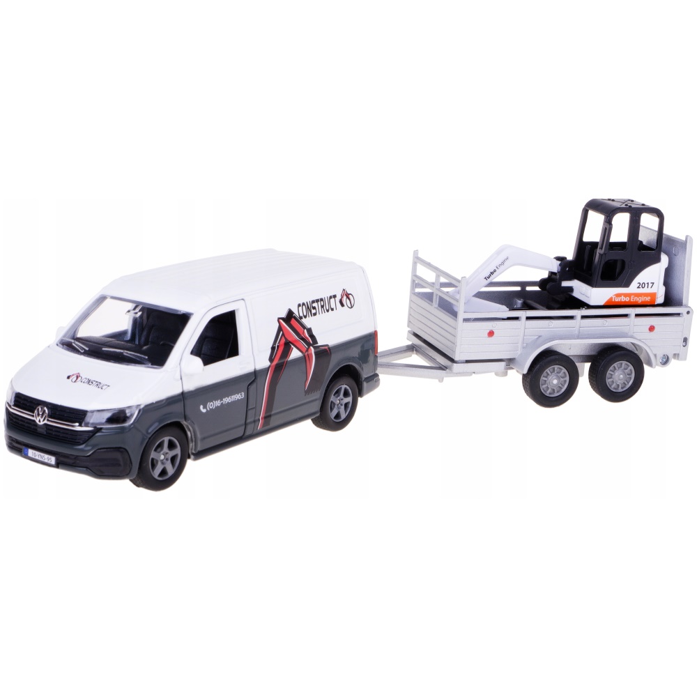 VW Transporter with Mini Excavator and Trailer