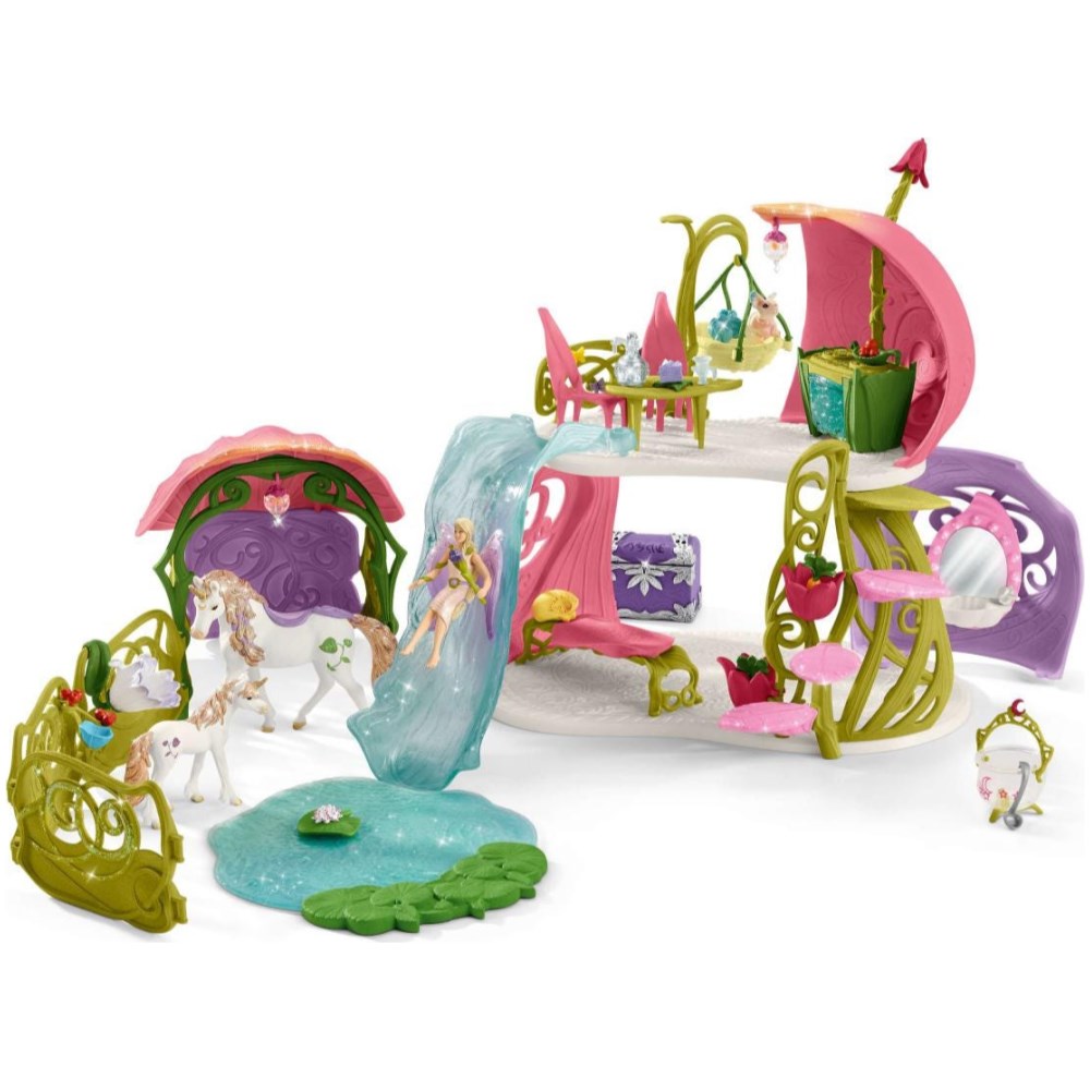 Glittering Flower House with Unicorns, Lake and Stable