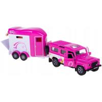 Land Rover Defender with Cheval Liberte Horse Trailer and 2 Horses (Pink)
