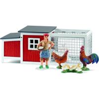 Preview Chicken Coop and Run, Chickens and Farmer Set