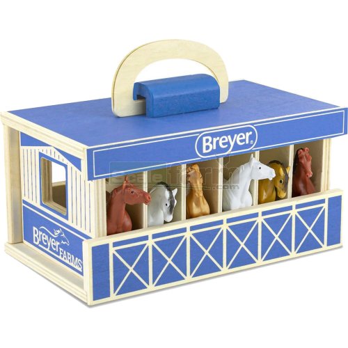 Breyer Farms Wood Carry Stable with Horses