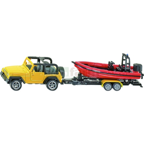 Jeep Wrangler with Boat and Trailer