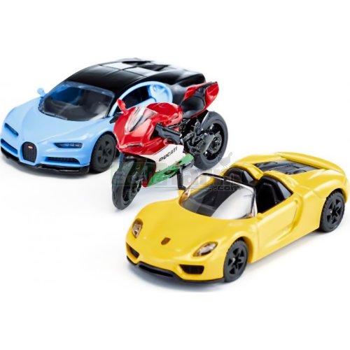 Sports Cars and Motorbike 3 Vehicle Gift Set