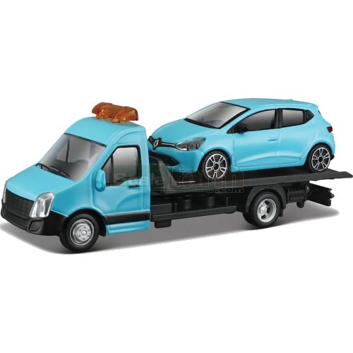 Flatbed Transporter and Renault Clio - Blue