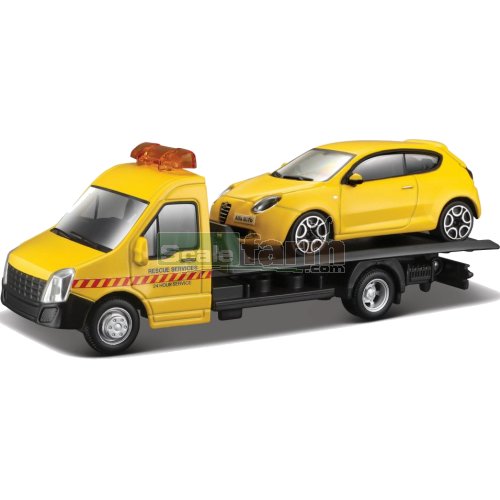 Flatbed Transporter with Alfa Romeo Mito - Yellow