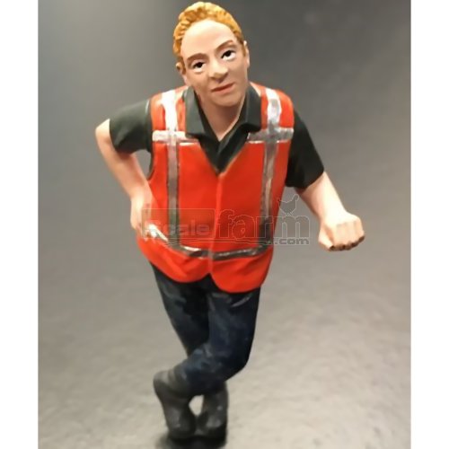 Worker Leaning - Orange Safety Jacket