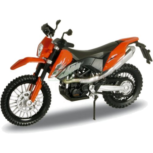 Welly 690 Enduro Motorrad Modell 1:18 Orange - Metall Die-Cast Mit Sockel