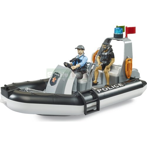 bWorld Police Boat with 2 Figures and Accessories