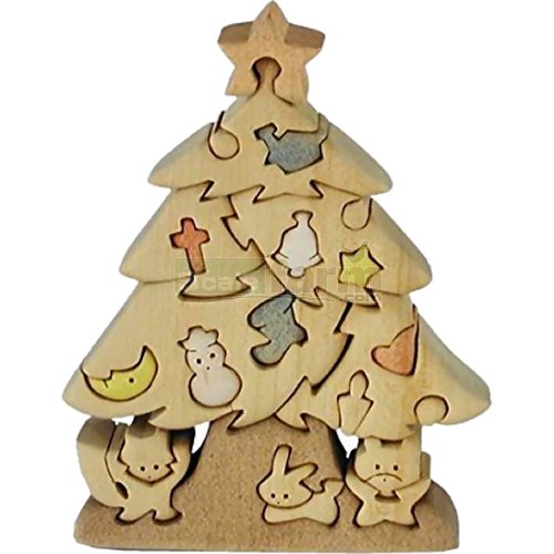 Christmas Tree with Decorations Wooden Puzzle