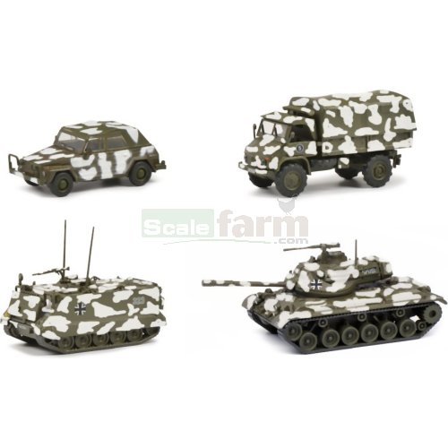 Winter Camouflage Military 4 Vehicle Set (M113, M47, Unimog S404, VW Kubel)