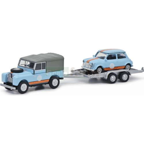 Land Rover 88 with Mini on Trailer - British Racing Set