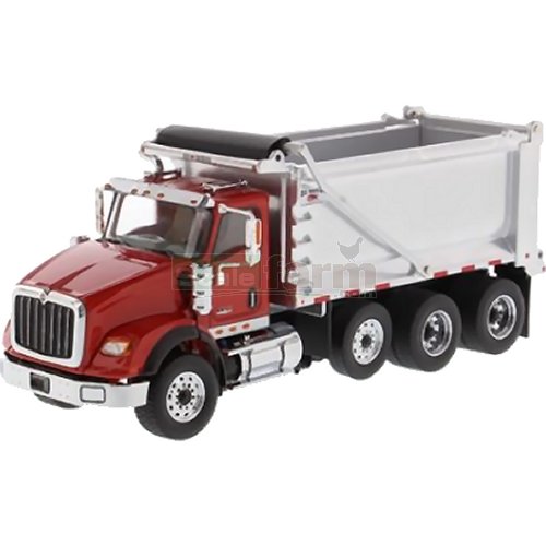 International HX620 Tandem Axle with Pusher Axle OX Bodies Stampede Dump Truck - Red