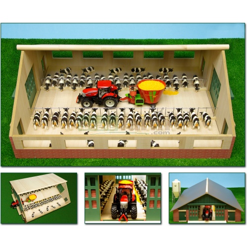 Wooden Cow Stable with Feed Rail