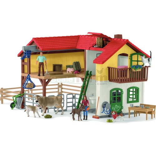 Large Farm House with Farmers, Animals and Accessories