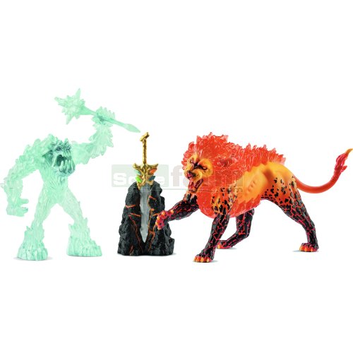 Eldrador Creatures Battle for the Superweapon – Frost Monster vs Fire Lion