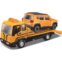 Preview Flatbed Tow Truck and Jeep Renegade - Yellow