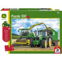 Preview John Deere 6195M Tractor and 8500i Forage Harvester 100 Piece Jigsaw with SIKU Model Tractor