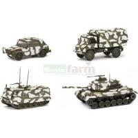 Preview Winter Camouflage Military 4 Vehicle Set (M113, M47, Unimog S404, VW Kubel)