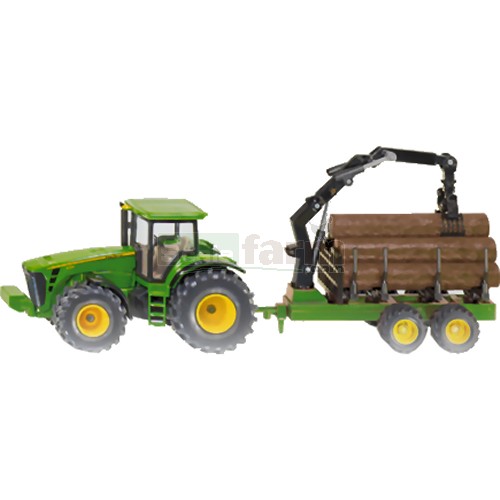 John Deere 8430 Tractor with Forestry Trailer and Crane Scale 1:50 Siku 1954 