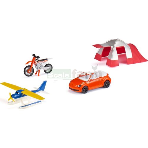 Outdoor Leisure Set - Motorbike, Convertible, Seaplane & Tent