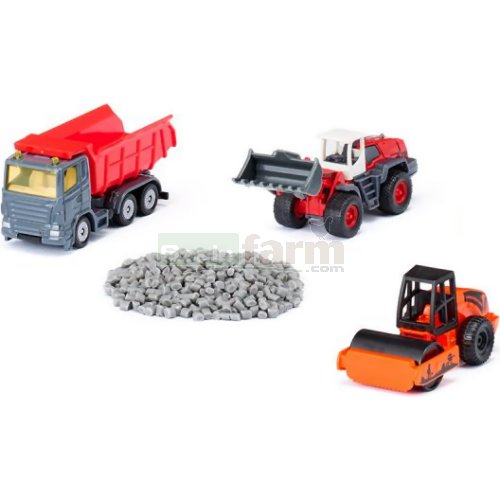 Road Construction 3 Vehicle Set with Accessories