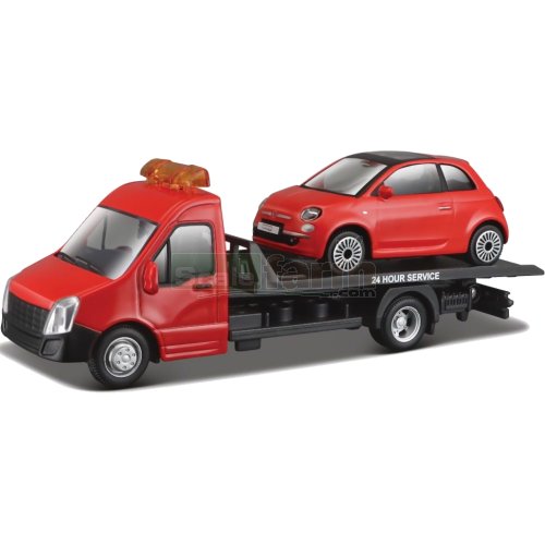 Flatbed Transporter and Fiat 500 - Red
