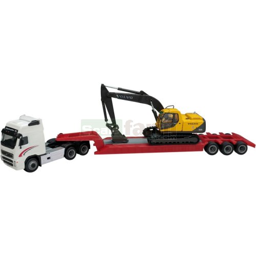 Volvo FH12 Low Loader with Volvo EC210 Excavator