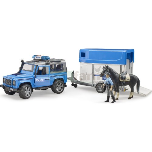 Land Rover Defender Station Wagon Police with Horse Box, Horse and Policeman