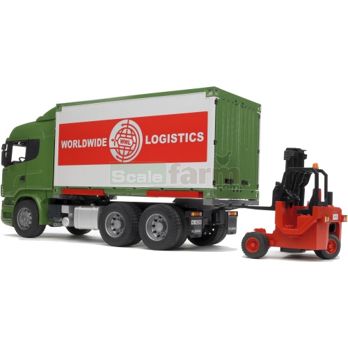Bruder 03580 Scania R Series Container Truck With Forklift