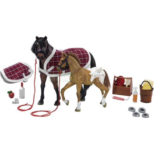 Horse Care Set With Horse And Pony