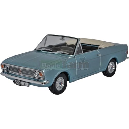 Ford Cortina MKII Crayford Convertible - Blue Mink Roof Down