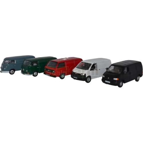 VW Van 5 Vehicle Set (T1/T2/T3/T4/T5)