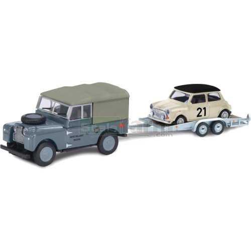 Schuco 26327 Land Rover 88 With Trailer And Mini Cooper Delaney