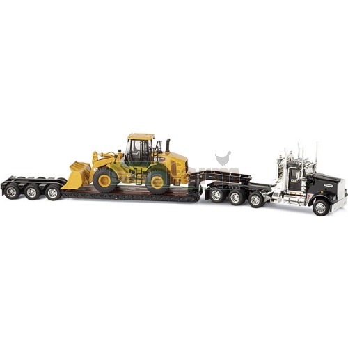 Kenworth W900 and Trail King Lowboy With CAT 950H Wheel Loader