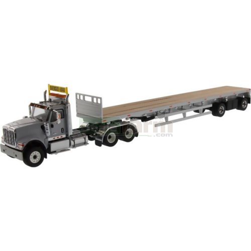 International HX520 Tandem Tractor with 53' Flatbed Trailer (Grey)