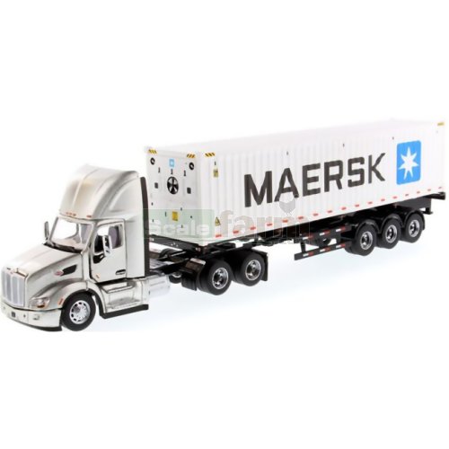 Peterbilt 579 Day Cab Tractor (Silver) with 40' Refrigerated Sea Container