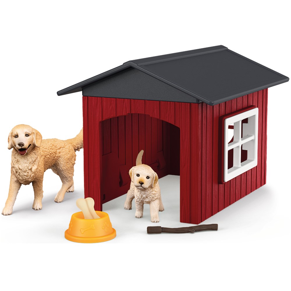 Dog Kennel with Golden Retrievers
