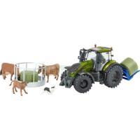 Preview Valtra Tractor with Bale Lifter and Accessories - Metallic Olive Green