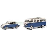 Preview VW Beetle and T1 Samba Set - Blue/White